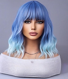 economico -parrucca corta bob parrucca corta riccia ondulata con frangia per donna parrucca parrucche sintetiche resistenti al calore parrucche per feste di carnevale cosplay