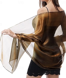 abordables -Chales y chales sedosos para vestidos de noche para mujer, chal de organza suave y transparente para dama de honor, boda, fiesta formal