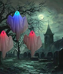 billige -glødende spøkelse halloween dekorasjoner utendørs led hengende spøkelse for trær skummelt opplyst spøkelse vanntett hengende dekor halloween tre dekorasjoner til hjemmet uteplass hage plen tre