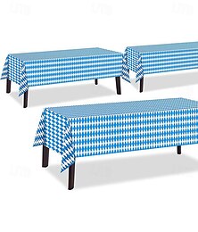 abordables -nappe allemande en losange bleu et blanc pour l'oktoberfest, nappe de décoration de fête extérieure jetable en PE imperméable