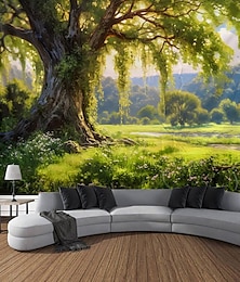 preiswerte -l.t.home Wandteppich mit Lebensbaum-Landschaft, zum Aufhängen, großer Wandteppich, Wanddeko, Fotohintergrund, Decke, Vorhang, Dekoration für Zuhause, Schlafzimmer, Wohnzimmer Wandtuch XXL Natur