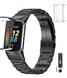 זול -רצועת שעון חכם תואמת ל-fitbit charge 6 / fitbit charge 5 רצועת שעון חכם מפלדת אל חלד עם כלי להסרה צמיד החלפת רצועת ספורט עם fitbit charge 6