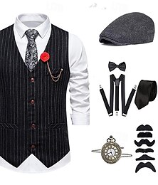 preiswerte -Retro Vintage Goldene Zwanziger 1920er Hut Outfits Weste Der große Gatsby Gentleman Mode Kostüm Herren Weihnachten Halloween Karneval Abschlussball Junggesellinnenabschiedsparty Festival Erwachsene
