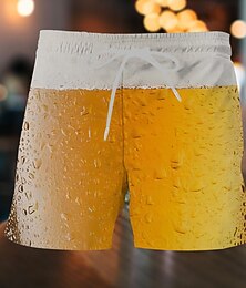 olcso -Férfi 3D nyomtatás Sör Úszónadrágok Deszkás short Közepes csípő Utcai sikk Hawaii Hétköznapi Napi Szabadság Zseb Zsinór Rugalmas derék Tervező Ruházat
