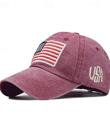 billiga -Herr Basebollkeps Solhatt Trucker Hat Svart Gul Bomull Broderad Mode Ledigt Gata Dagligen Amerikanska amerikanska flaggan Justerbara Solskyddskräm Andningsfunktion