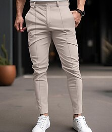 abordables -Hombre Pantalones Chinos pantalones chinos Plisado Plaid Comodidad Trabajo Negocio Diario Casual Negro Vino Microelástico