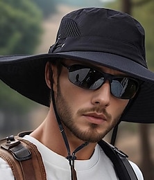abordables -Gorro para el Sol Sombrero Bob Sombrero boonie Impermeable Protección UV Verano Primavera Correa Ala ancha Hombre Pesca Actividad