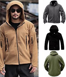 preiswerte -Herren Fleecejacke für Wanderer Baumwolle Winter Draussen Warm Weich Komfortabel Warme taktische Jacke Sport Fleecejacke mit Kapuze Winter-Abenteuerjacke Voller Reißverschluss Klettern Camping