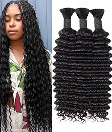 abordables -300g de cheveux humains en vrac de vague profonde pour le tressage 100% extensions de cheveux humains en vrac non transformés sans trame cheveux humains bouclés pour le tressage