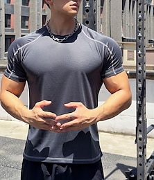 abordables -Hombre Camiseta Running Camisa de gimnasia Manga Corta Camiseta Casual Ropa Deportiva Transpirable Secado rápido Suave Entrenamiento de gimnasio Corriendo Paseo Ropa de deporte Ropa de Deporte Color