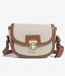 halpa -naisten crossbody laukku – vintage nahkaverhoilu pieni olkalaukku soljella – beige ja ruskea, ihanteellinen päivittäiseen käyttöön ja matkoille