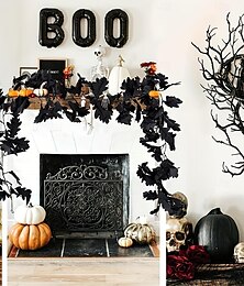 billiga -1pack halloween lönnlövsgirland - 5,7 fot halloween och höstdekor, konstgjorda hängande vinblad för höstens heminredning