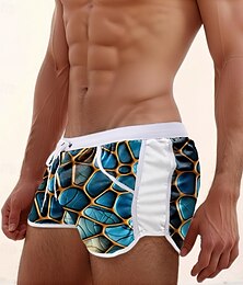billiga -Herr 3D Print Geometriska mönster Badshorts Boardshorts Beach Shorts Medium Midja Mode Designer Surfing Helgdag Strand Ficka Snörning Elastisk midja Designer Kläder