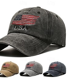 billiga -Herr Basebollkeps Solhatt Trucker Hat Svart Marinblå Polyester Broderad Mode Ledigt Gata Dagligen Bokstav Landsflagga Justerbara Solskyddskräm Andningsfunktion