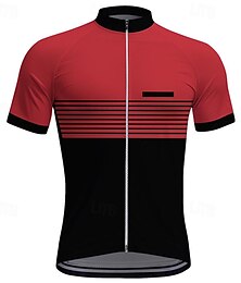 abordables -Hombre Maillot de Ciclismo Manga Corta Bicicleta Camiseta con 3 bolsillos traseros MTB Bicicleta Montaña Ciclismo Carretera Secado rápido Cremallera delantera Capilaridad Blanco Rojo Caqui Rayas Licra