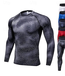 economico -Per uomo T-shirt Compressione Abiti da ginnastica 2 pezzi Informale Autunno Manica lunga Traspirante Morbido Fitness Allenamento in palestra Corsa abbigliamento sportivo Abbigliamento sportivo Pelle