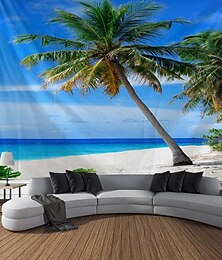 baratos -tapeçaria de parede arte decoração cobertor cortina piquenique toalha de mesa pendurada casa quarto sala de estar dormitório decoração paisagem mar oceano praia coqueiro