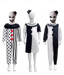 abordables -terrifiant Art le Clown Costume de Cosplay Bal Masqué Enfant Garçon Fille Cosplay Halloween Halloween Fête / Soirée Mascarade Halloween Carnaval Mascarade Costume de carnaval facile