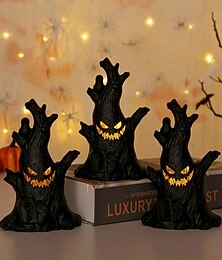 abordables -Halloween chassé maison lumière décoration lumière fantôme souche veilleuse grimace LED électronique bougie lumière Halloween fête maison scène mise en page 1/3 pièces