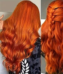 halpa -hiukset 13x4 body wave oranssi inkivääripitsi etuperuukit 12-28 tuumaa150% tiheys vauvan hiuksilla mustille naisille pitsiä etuperuukki