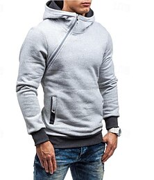 abordables -Hombre Sudadera Sudadera con capucha y cremallera de un cuarto Negro Rojo Azul Piscina Color Camello Gris Con Capucha Plano Retazos Deporte Diario Festivos Poliéster Ropa de calle Básico Casual
