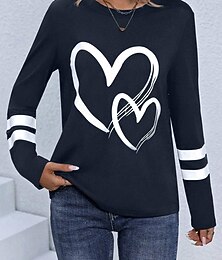 Недорогие -Футболка женская с круглым вырезом и длинным рукавом туника повседневная печать обычные топы ежедневно темно-синий весна осень