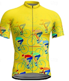 voordelige -Voor heren Wielrenshirt Grafisch Korte mouw Fietsen T-shirt Shirt met 3 achterzakken Bergracen Sneldrogend Anatomisch ontwerp Lampenkatoen Ademend Sport Zwart Geel Rood Kleding