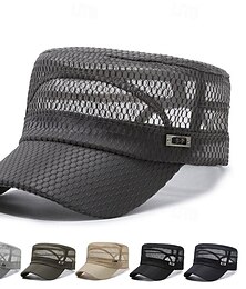 billiga -Herr Platt mössa Solhatt Trucker Hat Svart Marinblå Polyester Nät Mode Ledigt Gata Dagligen Ensfärgat Justerbara Andningsfunktion