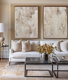 abordables -peinture wabi sabi art mural fait main peinture abstraite beige sur toile une paire de peinture à l'huile texturée beige art mural fait main peinture abstraite neutre art mural peinture de décoration