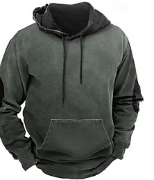 abordables -Homme Sweat à capuche Vert Véronèse bleu marine Marron Kaki Capuche Bloc de couleur Patchwork Poche Sport & Loisir du quotidien Vacances Polyester Vêtement de rue basique Décontractées Printemps