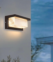 abordables -Luces LED de pared para exteriores, iluminación montada en la pared a prueba de lluvia, blanca cálida, con pantalla acrílica a rayas, luces de porche para casa, garaje, lámpara de patio, 110-240v
