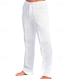 preiswerte -Herren Hose Hosen Sommerhosen Strandhose Kordelzug Elastische Taille Glatt Komfort Atmungsaktiv Outdoor Täglich Strassenmode Stilvoll Brautkleider schlicht Schwarz Weiß Mikro-elastisch