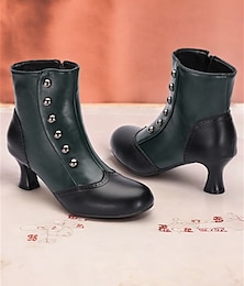 abordables -Botines con botones estilo victoriano para mujer: calzado de inspiración vintage para eventos elegantes y uso diario