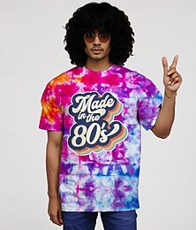 billige -Hippie Meksikansk afrikansk T-skjorte Tie-Dye Tee 3D Batikkfarget 80-tallet Retro vintage 1980erne 1970erne Til Herre Voksne Maskerade 3D-utskrift Fritid / hverdag