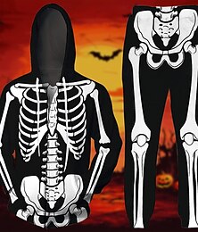abordables -Anime 3D Manche Évêque Tenues Sweat à capuche Survêtement Crâne Squelette Graphique pour Couple Homme Femmes Adulte Impression 3D  pour Halloween Carnaval Mascarade Décontracté Quotidien