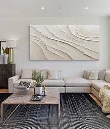 preiswerte -großes weißes Ölgemälde handgefertigt 3D weißes Ölgemälde auf Leinwand handgefertigtes abstraktes Gemälde handgefertigte Wandkunst Pattle Knife Wave-Gemälde leichtes Luxus-Ölgemälde für Wohnzimmer