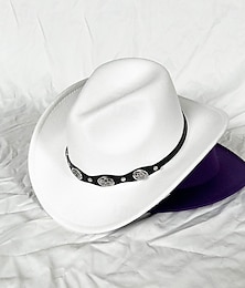 abordables -chapeau de cowboy western blanc pour femmes et hommes, chapeau de cowboy bouclé avec fedora en cuir, chapeau de cavalier toca toca