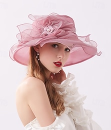 levne -květinový dekor široký klobouk organza tenký elegantní sluneční čepice módní doplňky