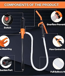 economico -Pompa portatile alimentata a batteria Pompa per trasferimento acqua liquida/carburante a batteria con controllo del flusso regolabile  & design del filtro 2,2 galloni al minuto per la pompa a sifone