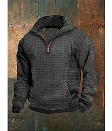 abordables -Hombre Sudadera Sudadera con un cuarto de cremallera Negro Gris Media cremallera Plano Bolsillo Deporte Diario Festivos Ropa de calle Fresco Casual Primavera & Otoño Ropa Sudaderas con capucha