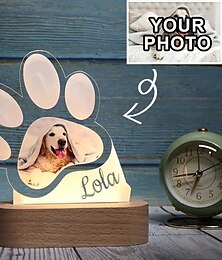abordables -cadre photo lumineux personnalisé patte de chien personnalisée veilleuse acrylique lampe commémorative cadeau unique pour les amoureux des animaux idéal pour la décoration de la maison, du salon et du bureau
