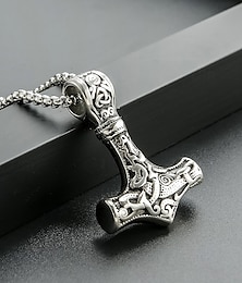 economico -collana con ciondolo martello di Thor vichingo da uomo - gioielli mitologia norrena, mjolnir in acciaio inossidabile per casual e cosplay