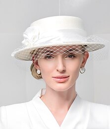 Недорогие -Головные уборы 100% шерсть Котелок / клош Шляпа от солнца Свадьба Для вечеринок Элегантный стиль Свадьба С Кепки Планка Заставка Головной убор