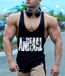 cheap -Men's Workout Tank Top Running Tank Top Gym Tank Top Sleeveless Vest / Gilet Casual Athleisure Breathable Quick Dry Soft Gym Workout Running Walking Sportswear Activewear Graphic Black White Yellow