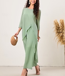 economico -Per donna Elegante Lavoro Taglia piccola Tinta unica Semplice Manica 3/4 Girocollo Verde salvia Estate Primavera Autunno