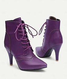 economico -stivaletti alla caviglia neri con lacci e stiletto da donna con dettagli brogue - scarpe da strega gotiche per Halloween e cosplay