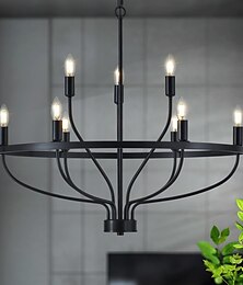 economico -lampada a sospensione a led 6/9/12 luci industriale vintage grande rotondo rustico lampadario a candela per soggiorno camera da letto 110-240v
