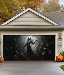 levne -halloween dveřní dekorace venkovní halloween kryt garážových vrat hřbitov strašidelný ponurý prapor velký gobelín dekorace pozadí na dovolenou venkovní garážová vrata domácí nástěnné dekorace