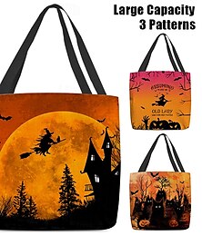 abordables -Bolso de mano para mujer con temática de Halloween con diseño de bruja y luna llena: perfecto para Halloween y uso diario.