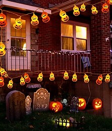 olcso -halloween világító tökfüzér lámpák 10/20 led jack o lámpás vízálló elemes lámpák beltéri kültéri hálószobához ünnepi parti halloween dekoráció